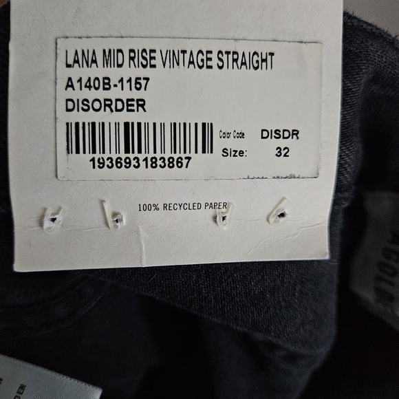 NWT! AGOLDE Lana Jean Sz 32 Mid Rise Vintage Straight Distressed Black Disorder - Picture 12 of 12